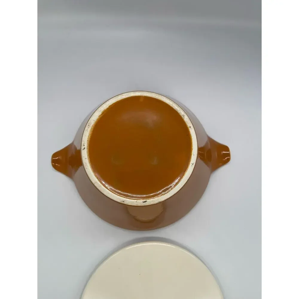 Vintage MCM Royal China Star Glow Covered Casserole Serving Dish Rust Brown